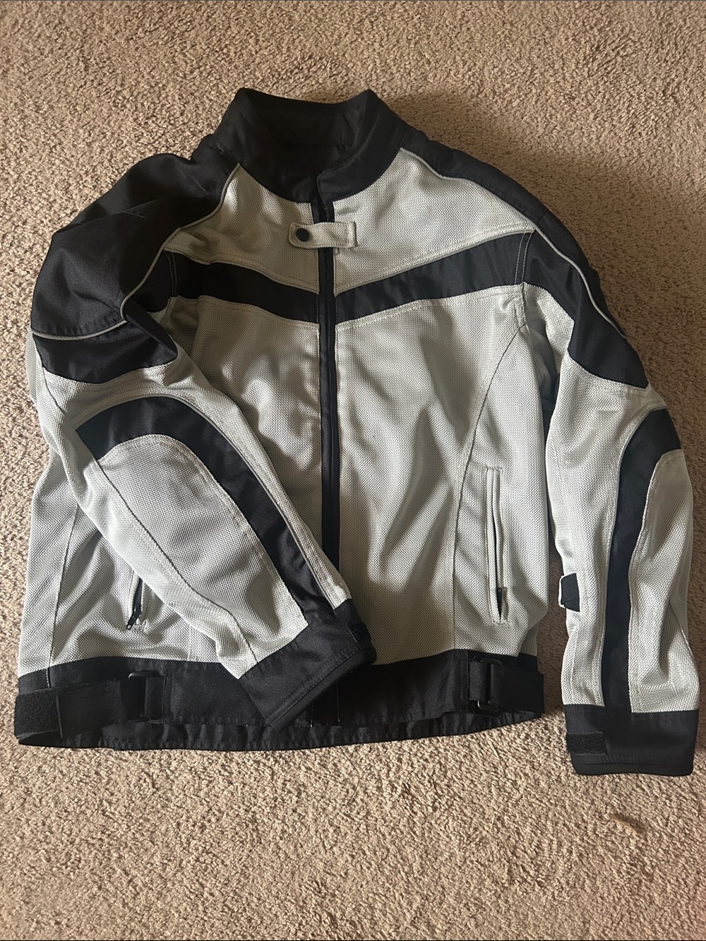 Men's Light Gray and Black Performance Motorcycle Jacket